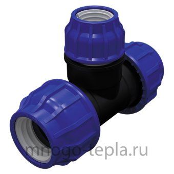 Тройник для труб ПНД 25 х 32 х 25, переходной, разъемный, компрессионный - №1