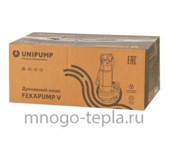 Насос дренажный фекальный UNIPUMP FEKAPUMP V1100F, 1100 Вт, размер фракций до 35 мм, напор до 9 м, с поплавком - №1