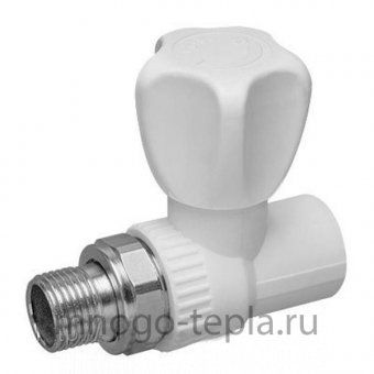 Кран шаровый полипропиленовый 20 - 1/2" НГ (с накидной гайкой), радиаторный, прямой - №1