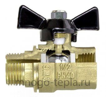 Кран шаровый 1/2" ГГ TIM (DE1202X) никелированный усиленный прямой - рычаг - №1